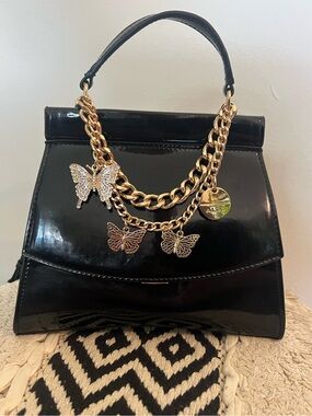 Aldo Patent Bag With Butterfly Charm Chain + Crossbody Strap Y2K Style